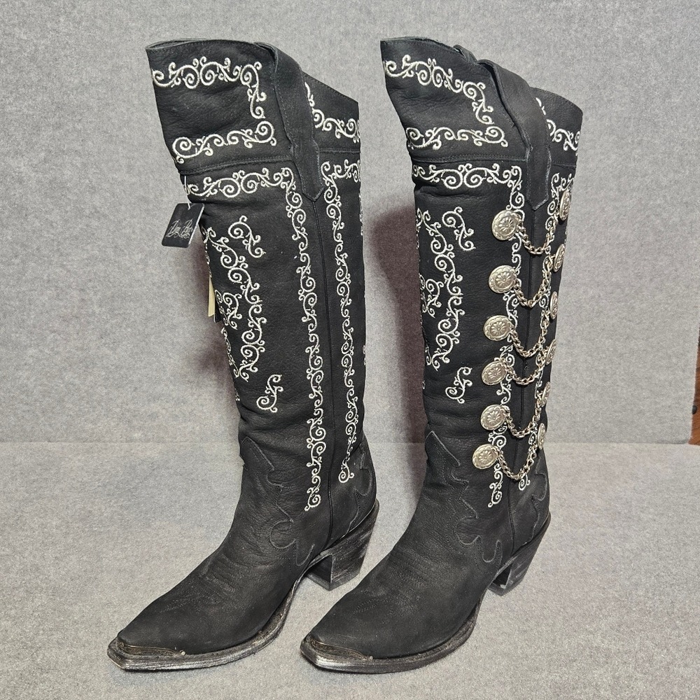 Dan Post Chain Reaction Black and White Leather Boots size 7.5 - Picture 15 of 15